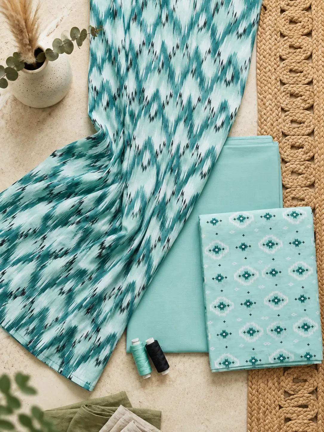 3 Piece - Ikat Print Lawn Suit - ZRUPL3P-7 3 Piece Ikat Print Lawn Suit - ZRUPL3P-7 - Image 1